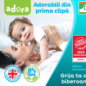 Biberonul Adora 330 ml, câștigător al competiției „Votat Produsul Anului 2025”, la categoria Biberoane