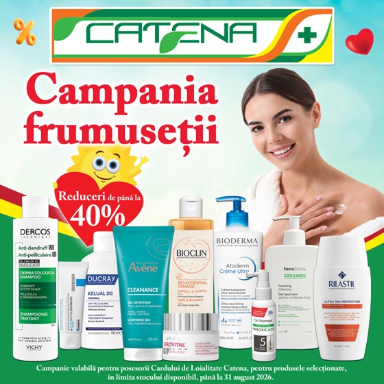 Campania Frumusetii la Catena - reduceri de pana la 40% la cosmetice si dermatocosmetice