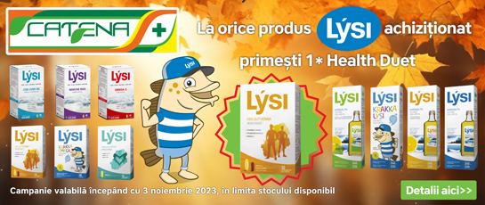 Cumpara de la Catena un produs Lysi si primesti o mostra de Health Duet, produs cu vitamine, minerale si Omega-3 