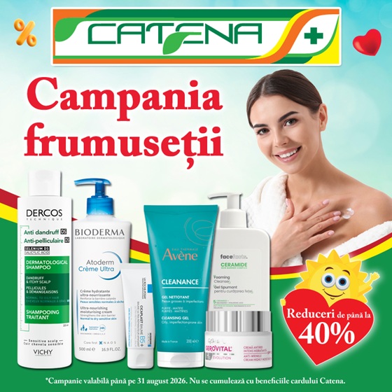 Campania Frumusetii la Catena - reduceri de pana la 40% la cosmetice si dermatocosmetice