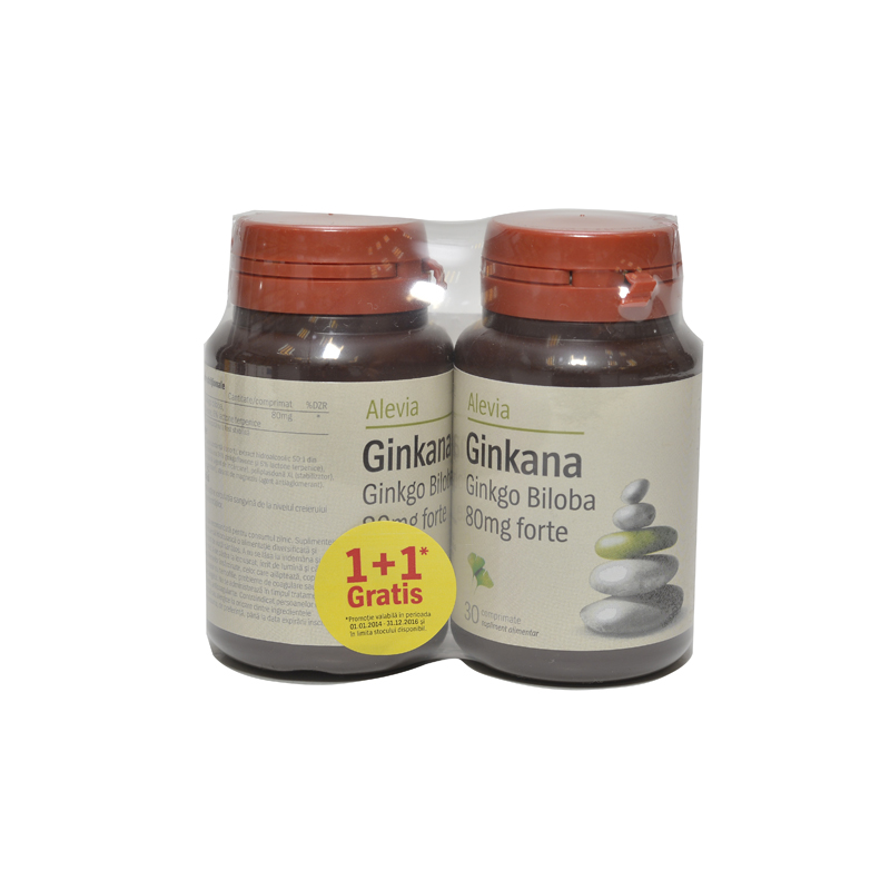 Alevia GINKANA Ginkgo biloba forte 80mg pachet 30 + 30 comprimate