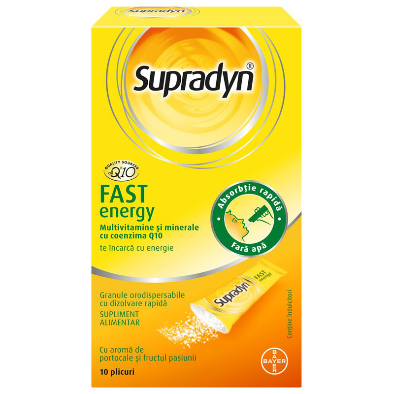 Supradyn Fast energy X 10 plicuri granule orodispersabile