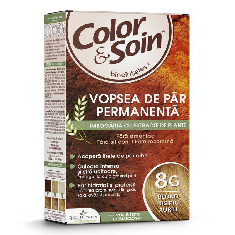 Vopsea de par blond nisipiu auriu 8G, Color&Soin