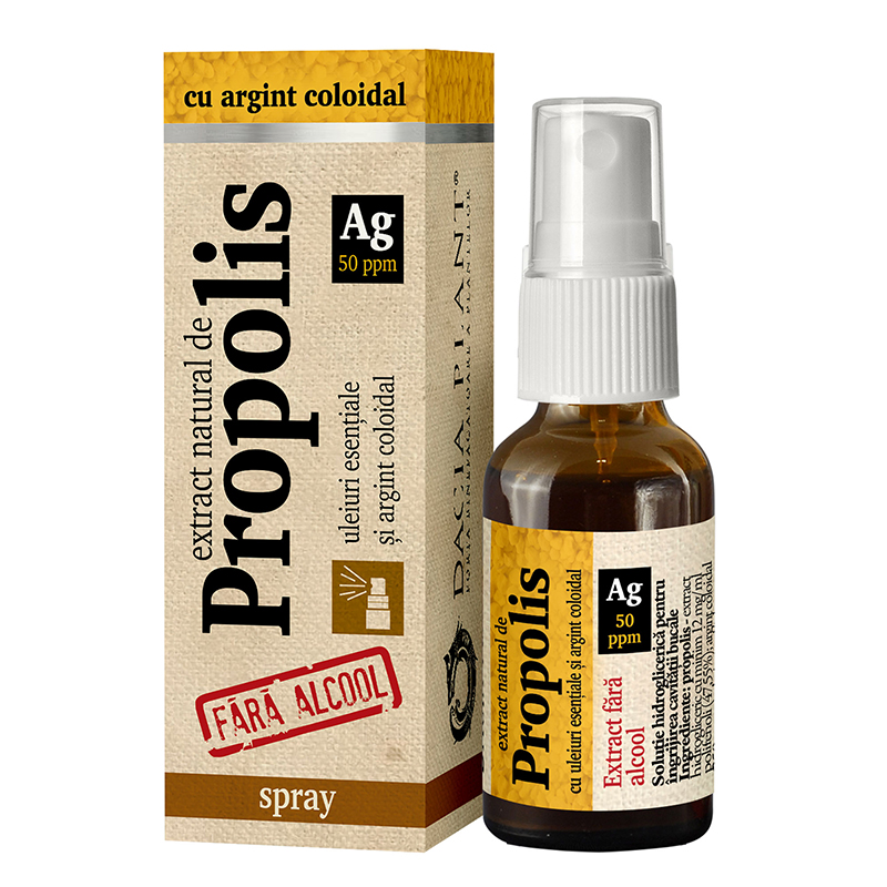 DAC.PL Propolis cu Argint coloidal fara alcool spray x 20 ml