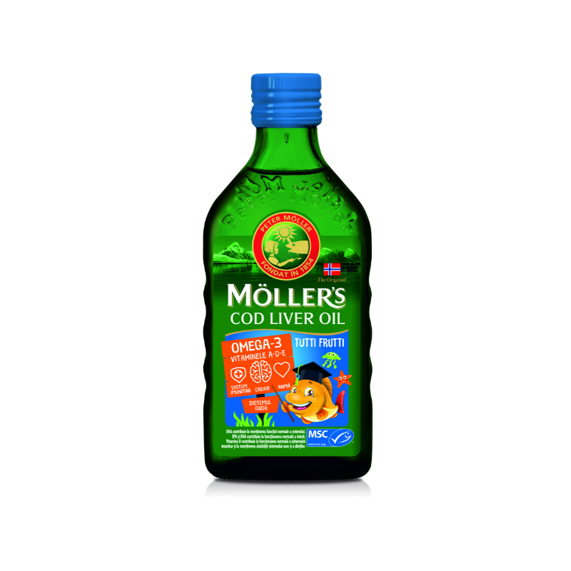 Moller's Cod liver oil Omega-3 aroma tutti frutti, 250 ml