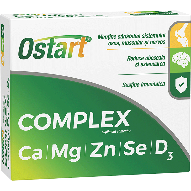 Ostart Complex Ca+Mg+Zn+Se+D3, 20 comprimate filmate | Catena.ro