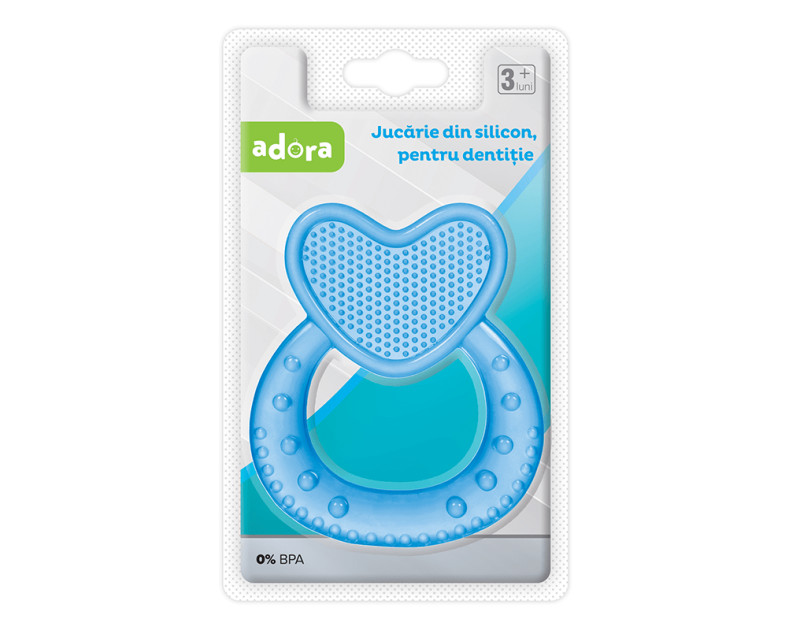 Adora Jucarie din silicon pentru dentitie inima bleu