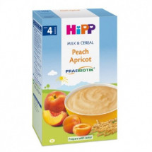 Hipp Lapte și Cereale cu Piersici și Caise, de la 4 luni, 250g