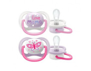 Avent Suzete ultra air 0-6 luni design text, fete x 2buc SCF 080/02