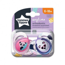 Tommee Tippee Suzeta ortodontica Anytime, 6-18luni, ursulet panda roz/alb, 2bucati