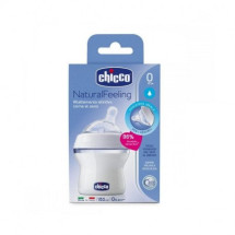 Chicco Natural Feeling Biberon plastic 150 ml t.s, inclinata, flux normal, 0luni+