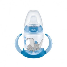 NUK Disney Dumbo, Biberon cu toarte si tetina de invatare din silicon, 6-18luni, 150ml