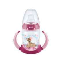 NUK Disney Bambi, Biberon cu toarte si tetina de invatare din silicon, 6-18luni, 150ml