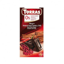 TORRAS Ciocolata neagra cu piper rosu, scortisoara si chili fara zahar si gluten, 75g 