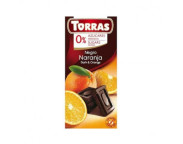 Ciocolata neagra cu portocala fara zahar si gluten 75g TORRAS