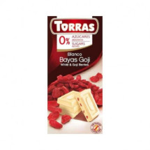 TORRAS Ciocolata alba cu fructe Goji fara zahar si gluten, 75g 