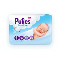 Pufies Sensitive 1 Newborn, 2-5kg, 36 bucati