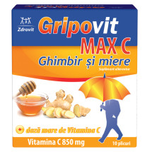 Gripovit max C ghimbir + miere, 10 plicuri, ZDROVIT