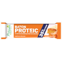 Baton proteic cu unt de arahide si strat de caramel, 45 g, NATURALIS