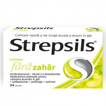 Strepsils cu lamaie fara zahar X 24 pastile