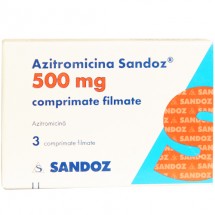Azitromicina Sandoz 500mg, 1 blister x 3 comprimate filmate
