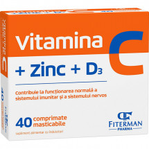 Vitamina C + Zinc + D3,  40 comprimate masticabile
