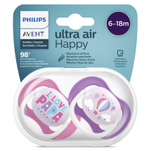 Avent Suzete ultra air 6-18 luni  roz/mov X 2 suzete