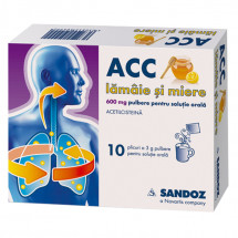  ACC lamaie si miere 600 mg x 10 plicuri pulbere pentru solutie orala