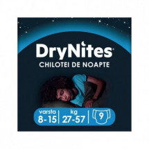 HUGGIES DryNites chiloti absorbanti 27-57kg, baieti 8-15 ani, 9 bucati