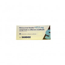 Metosuccinat Sandoz 47.5mg, 3 blistere x 10 comprimate filmate