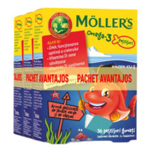 Pachet 3 x Moller's Omega-3 X 36 pestisori gumati aroma capsuni