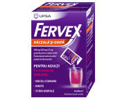 Fervex adulti cu aroma de zmeura 500 mg / 200 mg / 25 mg x 8 plicuri gran. pt. sol. orala