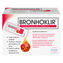 Bronhoklir, 15 plicuri, 5 ml sirop pentru tuse uscata, Stada