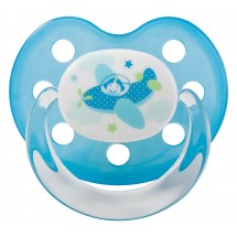 Baby Nova - Suzeta de silicon Orto décor transparenta cu inel, talia 1,2/bl