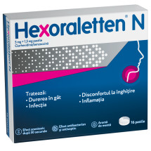 Hexoraletten N 5 mg X 16 pastile
