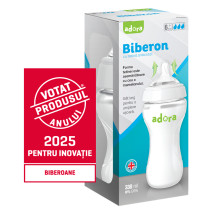 Biberon cu gat larg si tetina anticolici 6 luni+, 330 ml, ADORA