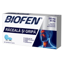 Biofen Raceala si Gripa 200 mg/30 mg X 20 comprimate filmate