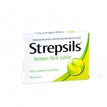 Strepsils Lemon Fara Zahar, 16 pastile