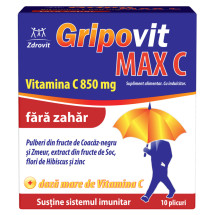 Gripovit Max C 850 mg fara zahar, 10 plicuri, Zdrovit
