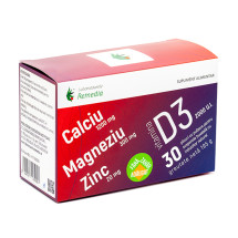 Calciu+Mg+Zn+Vitamina D3 2000UI, 30plicuri