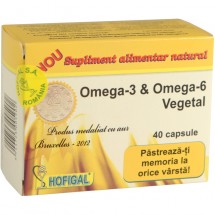Hofigal Omega 3 & Omega 6 vegetal  - Supliment pentru memorie, 40 capsule