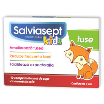 Zdrovit Salviasept Kids tuse, 12 comprimate moi de supt