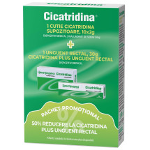 Pachet promotional Cicatridina, 10 supozitoare + 50% reducere la Cicatridina unguent rectal, 30g, Naturpharma