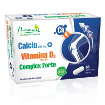 Calciu + Vitamina D3 Forte, 30 comprimate, NATURALIS