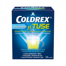 Coldrex raceala si tuse 500 mg / 200 mg / 10 mg, 10 plicuri