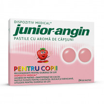 Junior Angin cu aroma de capsuni pentru copii, 24 comprimate