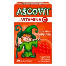 Ascovit cu vitamina C, aroma de capsuni, 100 mg, 20 comprimate