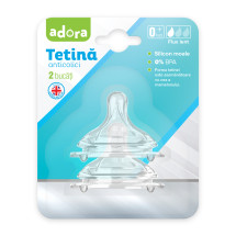 Tetina anticolici cu flux redus 0-3 luni, 2 bucati, ADORA